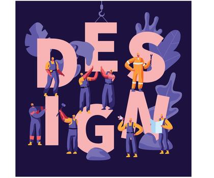Design Concept with Workers Characters in Uniform vector