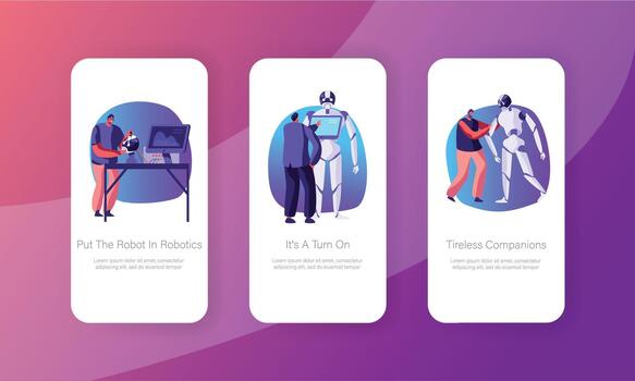 Engineers Characters Making and Programming Robots vector