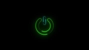 Neon Green Power Button Icon Glow Animation Loop Digital On Off Switch Technology Graphic video