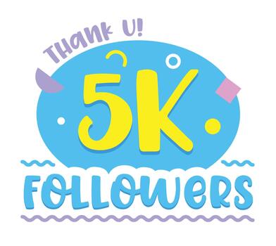 5K Followers Thank U, Numbers and Profile Statistics of Profile with Typography and Random Items, Social Media Logo, Image, Symbol vector