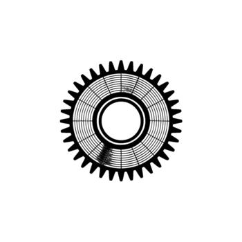 un precisamente prestados ilustración de un detallado metálico rueda dentada con intrincado concéntrico radial líneas y agudo dientes aislado vector