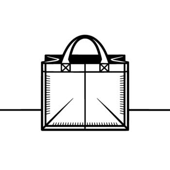 limpiar línea Arte ilustración de un sencillo compras bolso con contorno y manejas aislado vector