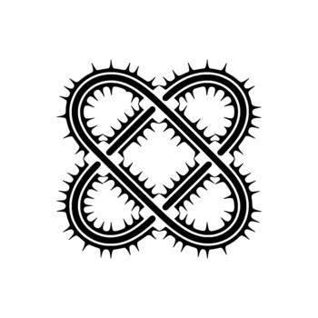 A stylized intricate knotwork symbol with pointed spiky edges and a square center motif vector