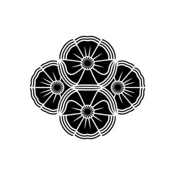 un minimalista resumen floral ornamental presentando interconectado estilizado flor motivos con radial patrones arreglado en un simétrico composición vector