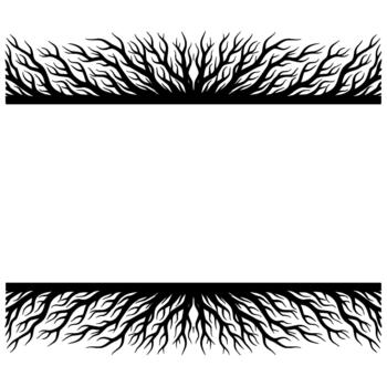 silueta de intrincado derivación árbol raíces y ramas creando decorativo fronteras vector