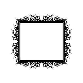 florido cuadrado frontera con estilizado orgánico vino o raíz elementos extensión hacia fuera vector