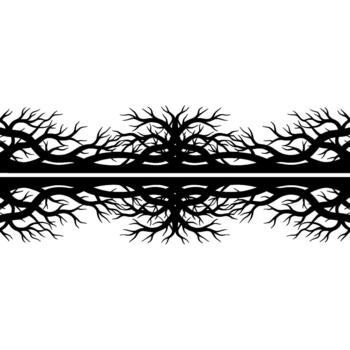 simétrico silueta de entrelazados árbol ramas creando un resumen frontera vector