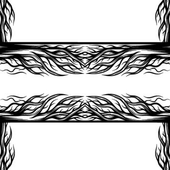 Intricate abstract organic pattern resembling intertwined roots and branches creating a symmetrical decorative border vector