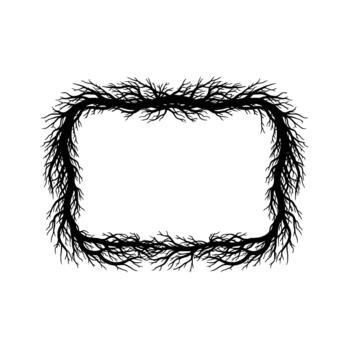 un rígido silueta marco formado desde intrincado espinoso árbol ramas creando un gótico frontera vector