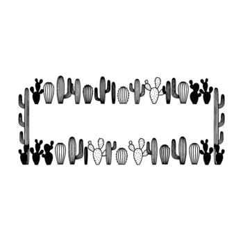 decorativo rectangular frontera compuesto de diverso línea Arte cactus ilustraciones vector