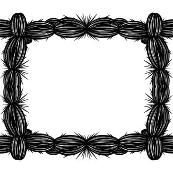 Intricate abstract ornamental border with sharp spiky elements and oval woven textures framing a blank space for copy vector