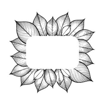 intrincado línea Arte ilustración de un decorativo floral guirnalda frontera hecho de estilizado hojas rodeando un blanco rectangular espacio para texto o imágenes vector