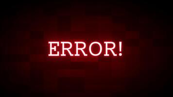 buio sfondo con raggiante rosso errore testo la creazione di drammatico enfasi su sistema fallimento, critico avvisi, e alto intensità digitale Malfunzionamento immagini. video