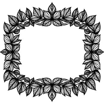 un mano dibujado ornamental rectangular marco compuesto de estilizado hojas con detallado vena patrones vector