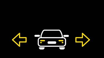 en bil signal- en vänster sväng användningar djärv riktnings ledtrådar till demonstrera rörelse och avsikt, designad i en rena, enkel, och lätt förstått visuell stil video