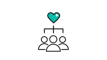 A community symbol with a floating heart expresses unity, support, and positive connection, creating a warm and uplifting theme through a minimalist style video