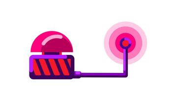 en röd kraft modul ansluter till en lysande cirkulär utlösare, föreslår aktivering, energi överföra, och de Start av en kontrollerade mekanisk bearbeta video