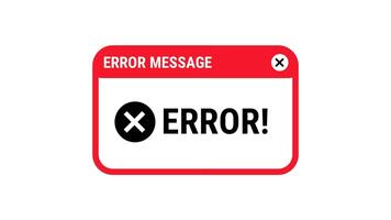 rojo enmarcado error mensaje surgir con claro iconografía y advertencia diseño diseñado para usuario interfaz comentario, sistema alertas, y software fracaso comunicación pantallas video