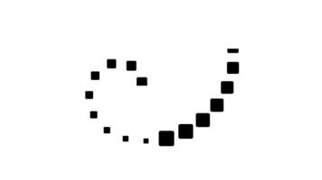 un suave píxel espiral curvas a través de el diseño, creando un fluido digital movimiento efecto ese mezclas sencillez con un limpio, moderno visual identidad video