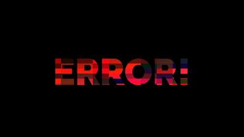 djärv tekniskt fel styled fel text med förvrängd röd effekter på mörk bakgrund förmedla digital felfunktion, skadad data bilder, och dramatisk systemet fel atmosfär. video