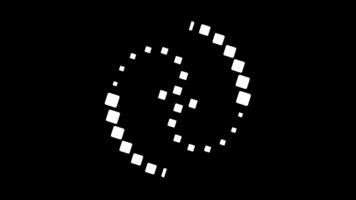 en par av virvlande pixel former form ett elegant roterande mönster designad till framkalla rörelse, symmetri, och en mjuk digital rytm inom de sammansättning video