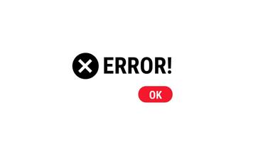 minimal svart och vit fel varna skärm terar djärv fel text och Bekräftelse knapp designad för rena modern gränssnitt och systemet aviseringar med stark visuell klarhet. video