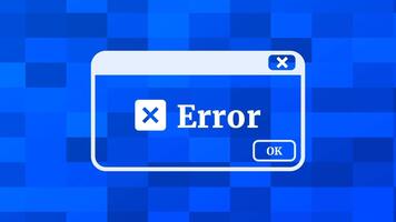 azul digital estilo erro janela com em camadas interface elementos ilustrando Programas defeituoso, sistema batida notificação, e retro computador inspirado Atenção Projeto. video