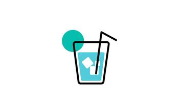 un' freddo bevanda icona con ghiaccio cubi e un' cannuccia consegna un' rinfrescante, moderno Guarda quello trasporta rilassamento e godimento attraverso semplice, pulito visivo design video