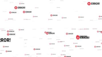 sömlös mönster av upprepad fel meddelanden spridd tvärs över en rena bakgrund skapande en konceptuell visuell för systemet instabilitet, buggar, och digital fel teman. video