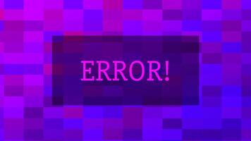 lila tekniskt fel fel visa med pixel förvrängning effekter förmedla trogen systemet fel bilder, skadad data teman, och digital fel representation. video