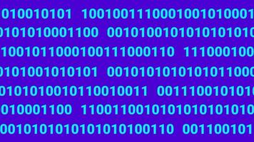 Shows a wide field of glowing binary digits streaming across a blue background, symbolizing continuous digital processing and constant system activity. video