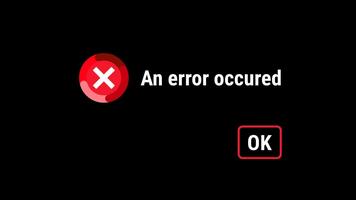 regali un errore icona con Accompagnando testo affermando un errore si è verificato, indicando un' attivato colpa e sollecitazione riconoscimento a partire dal il sistema utente. video