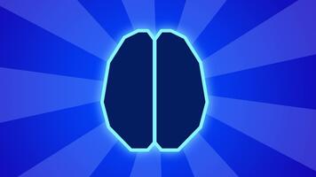 muestra un brillante estilizado cerebro radiante exterior azul vigas, simbolizando cognitivo Procesando, interno cálculo, y en expansión conceptual sistema actividad. video
