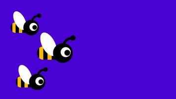 tre api librarsi nel a mezz'aria, ogni posizionato a diverso angoli per mostrare energico volo e vivace movimento attraverso il vivace sfondo video