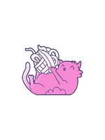 prålig försäljning animering av tecknad serie katt spelar med boll av sträng video