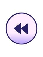 jiggle and pause animation of gradient shaded cartoon of a rewind button video