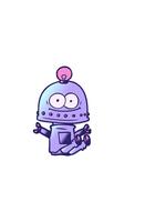 vågrätt vibrerande animering av Lycklig robot med ljus Glödlampa tecknad serie element video