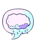 glitter effekt animering av regn moln med Tal bubbla i slät lutning stil video