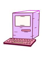 macht omhoog animatie van hand- getrokken tekenfilm tekening van een computer en toetsenbord in helder gloed kleur video