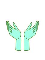 stretching upp animering av ikoniska tatuering stil bild av öppen händer i ljus glöd Färg video