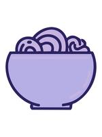 cambiando color animación de algunos tallarines en un sencillo cuenco video