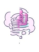 delning rörelse animering av tecknad serie stack av pannkakor med trodde bubbla i slät lutning stil video