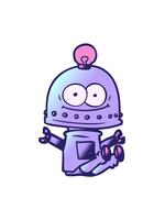 vibrerande rörelse animering av Lycklig robot med ljus Glödlampa tecknad serie element video