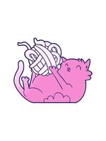 spinning rörelse animering av tecknad serie katt spelar med boll av sträng video