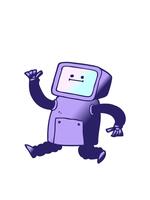 balanceándose movimiento animación de degradado ilustración dibujos animados robot corriendo video