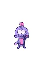 stiga och flyta animering av en Lycklig robot med ljus Glödlampa video