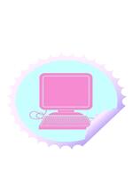 ondeggiando movimento animazione di computer con topo e schermo circolare peeling etichetta video