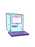 stijgen en vlotter animatie van hand- getrokken tekenfilm tekening van een computer en toetsenbord video