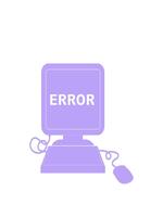 stretching upp animering av illustration av en dator fel ikon video