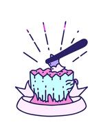 kraft upp animering av skrolla baner med tatuering stil yxa i träd stubbe video